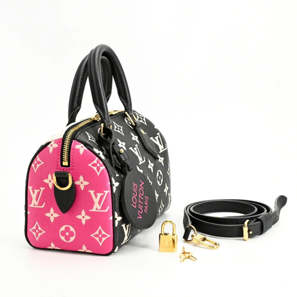 Louis Vuitton Speedy Black Bandouliere White Handbag